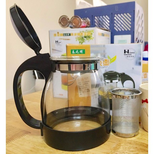 Bình pha trà ấm pha chè thủy tinh 1.8L Có lưới lọc