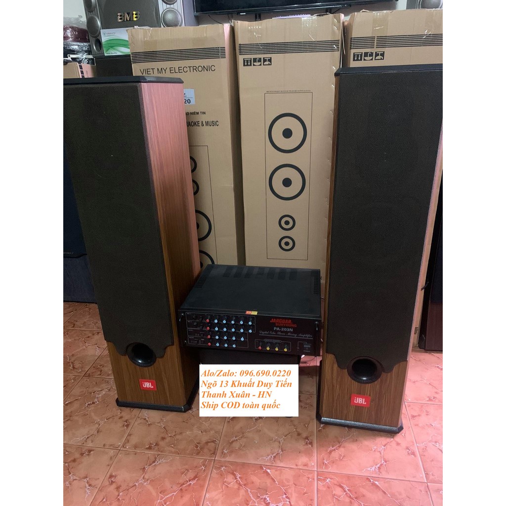 Bộ dàn Karaoke Nghe nhạc gia đình Gồm Đôi loa cây JBL KP 102 + Âm ly Jaguar PA 203N + Tặng kèm Micro