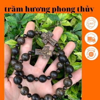 Vòng trầm hương 10mm mix thánh giá