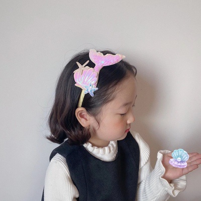 Băng đô hoặc kẹp tóc công chúa hình vỏ sò/ sao biển đính kim sa cho trẻ em