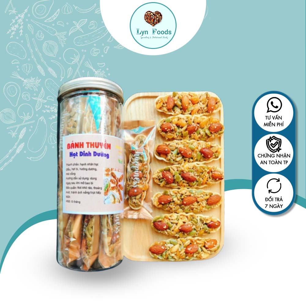 Bánh thuyền mix hạt dinh dưỡng, bánh ăn kiêng không đường tốt cho sức khỏe (hộp 400g)