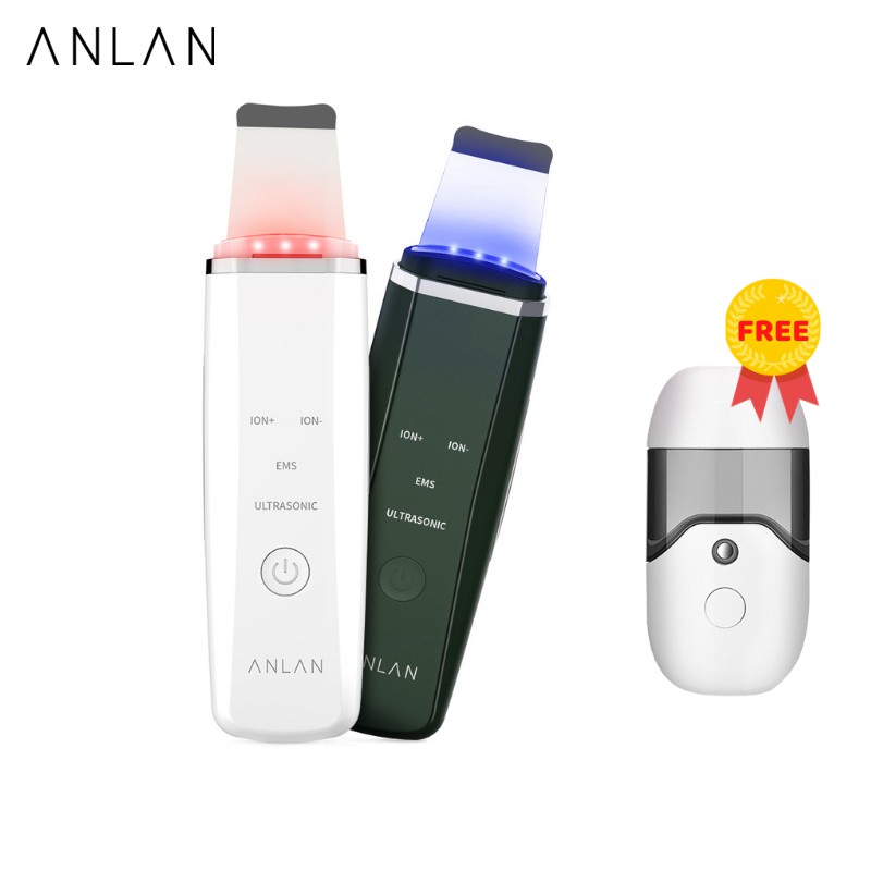 Máy Chăm Sóc Da Anlan Bằng Sóng Siêu Âm Ánh Sáng Đỏ/Xanh Lam Loại Bỏ Mụn Đầu Đen + Máy Phun Sương Nano