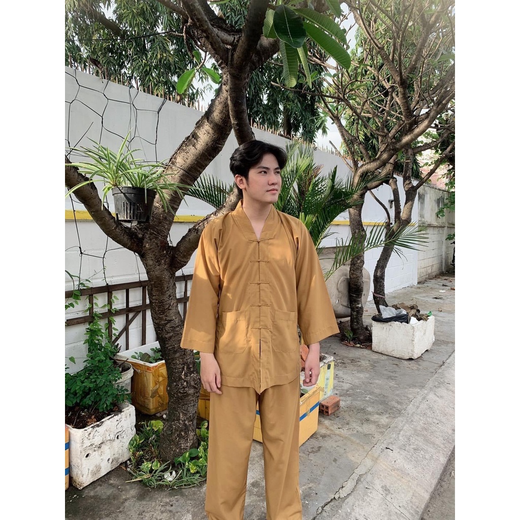 Đồ Lam Bộ Đi Chùa Nam La Hán Dài Tay Cao Cấp Lịch Sự Chất Vải Dày Dặn Mềm Mịn Mặc Rất Mát Và Thoải Mái