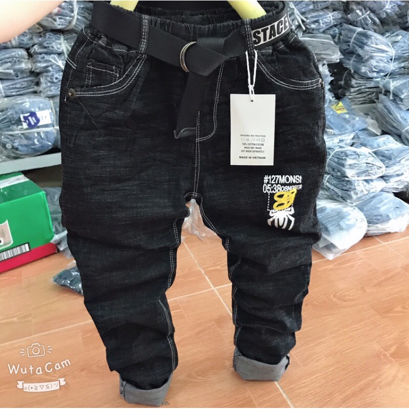 quần jean mộc xanh cho bé trai 32-36kg