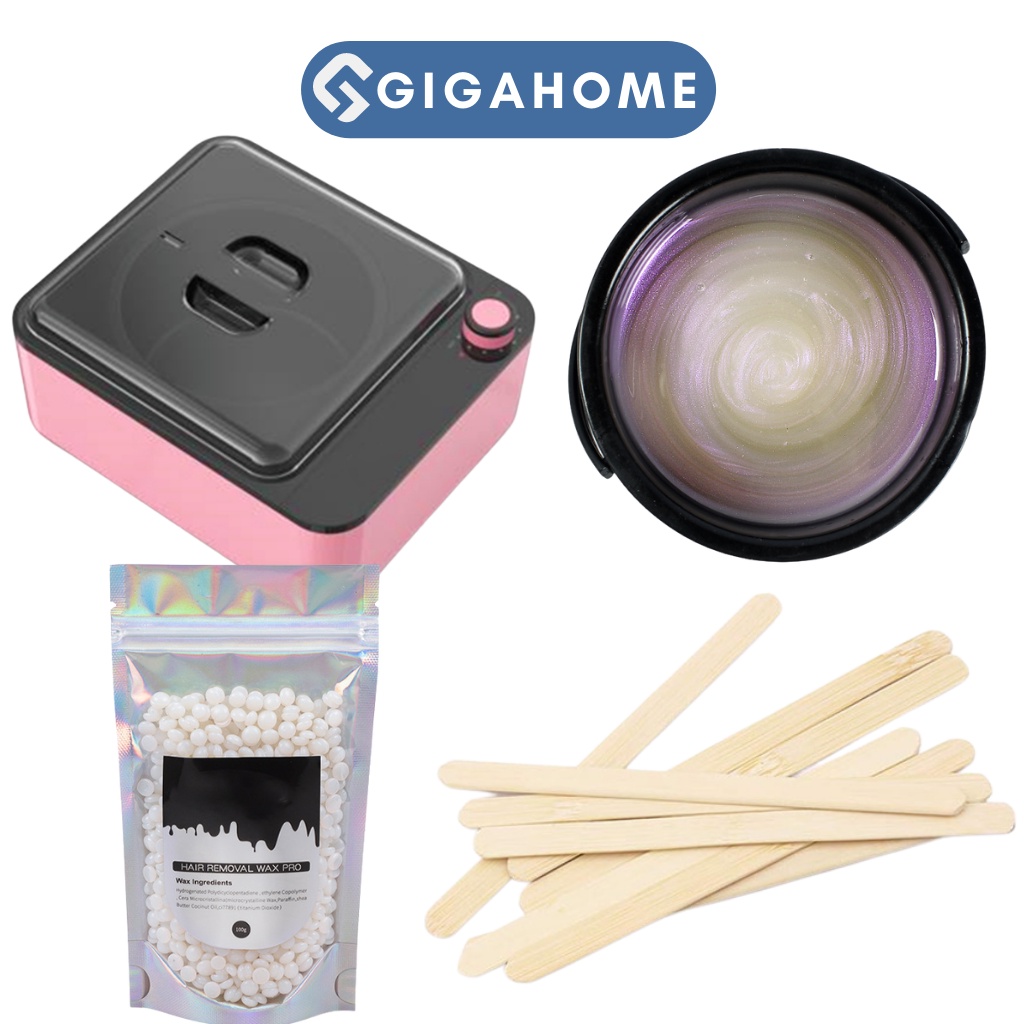 Combo Nồi Nấu Sáp Wax Lông Chống Dính + 100gr Sáp Cao Cấp Tặng Kèm 5 Que Gỗ GIGAHOME