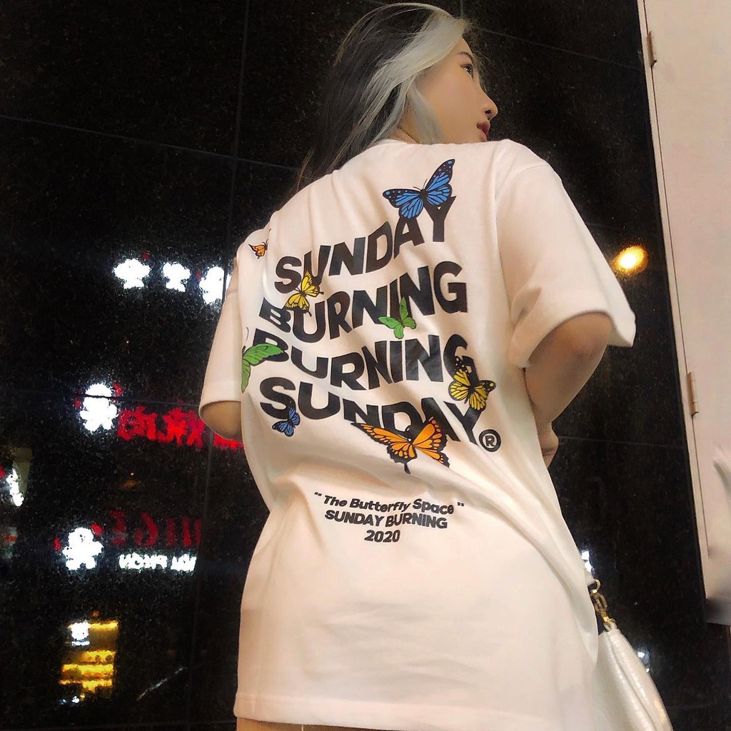 Áo Thun Tay Lỡ Unisex Phom Rộng Sunday Burning Cotton 75%, Dày Mịn Đẹp.