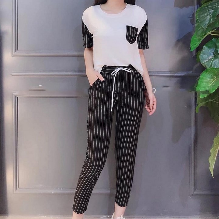 Set bộ đũi kẻ phối túi đẹp