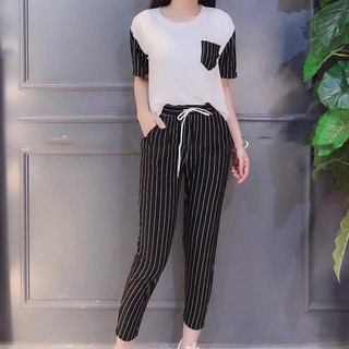 Set bộ đũi kẻ phối túi đẹp