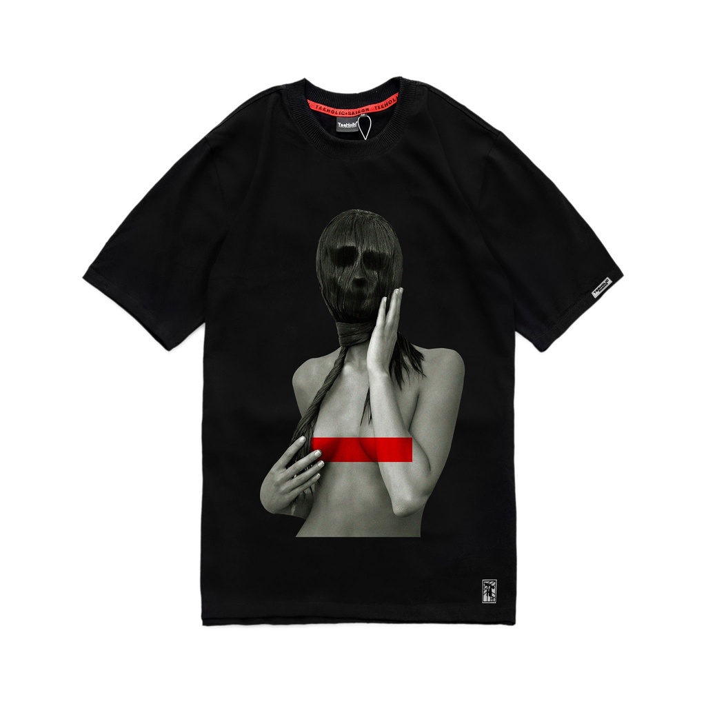 Áo Thun Form Rộng Unisex TeeHolic Cô Gái Tóc Dài Màu Đen Trắng THS