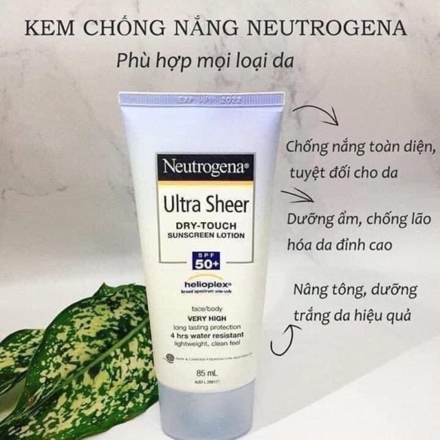 Kem chống nắng Neutrogena Ultra Sheer Spf 50+