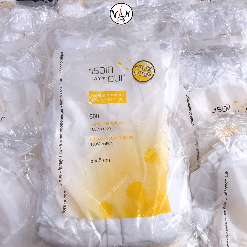 Bông tẩy trang tetra medical le soin l’etat Pur 100% cotton mềm mịn an toàn cho da 600 miếng  - Hàng Pháp