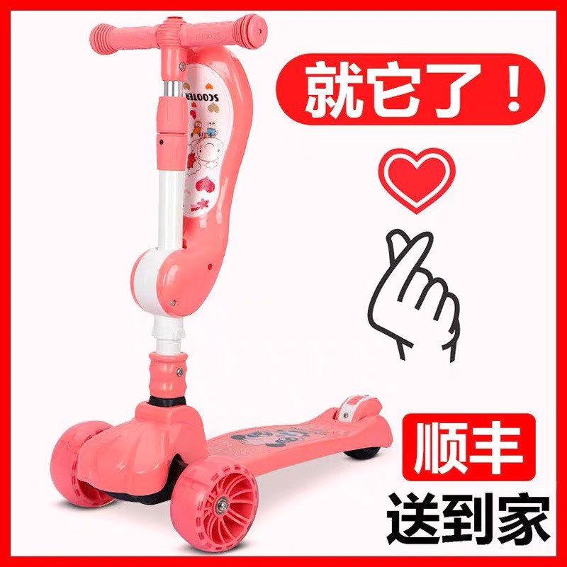 Xe scooter cho bé xe trượt scooter FL-803 trẻ em có ghế ngồi 3 in 1, 3 bánh tháo gọn có nhạc đèn