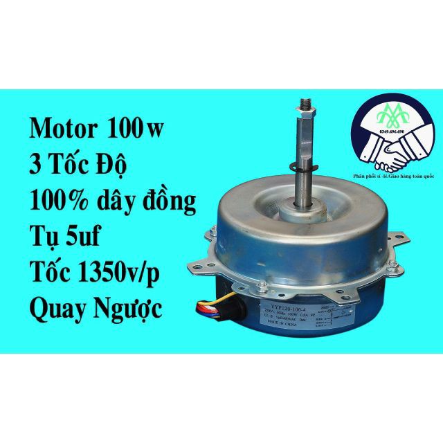 Motor quạt hơi nước Motor quạt điều hoà 100w 3 tốc độ lõi đồng nguyên chất