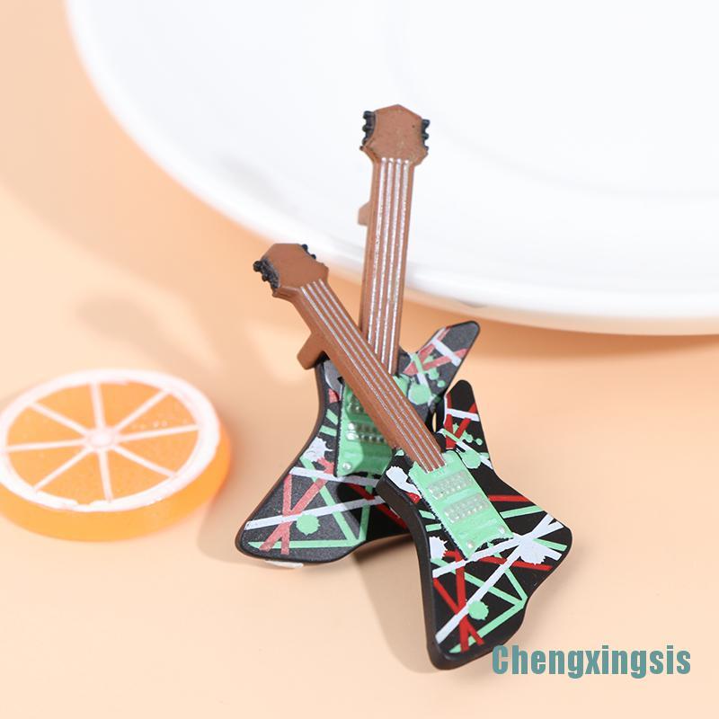 Set 2 Mô Hình Đàn Guitar Mini Tỉ Lệ 1: 12 Trang Trí Nhà Búp Bê