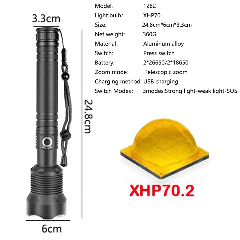 7000 lumen đèn usb xhp70.2 đèn pin mạnh nhất Phóng dẫn been xhp70 18650 or 26.650 pin tốt nhất CAM trại, ngoài trời