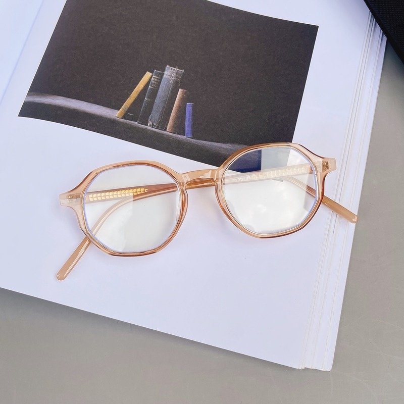 Mắt Kính Hình Oval TR90 Lõi Đa Giác Chống Ánh Sáng Xanh Thời Trang Hàn Quốc