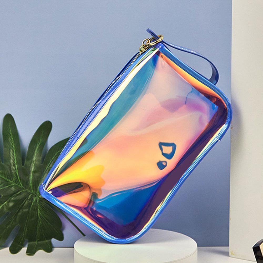 Túi Đựng Mỹ Phẩm Màu Laser Cỡ Lớn Chống Thấm Nước Có Khóa Kéo Tiện Dụng