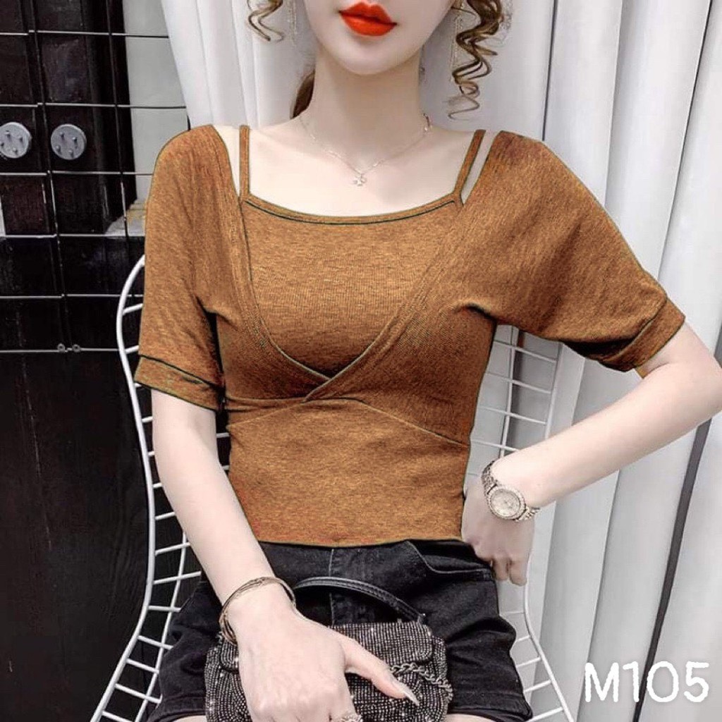 Áo thun nữ tay ngắn cổ tròn giả yếm đẹp giá rẻ MIMA M105 | BigBuy360 - bigbuy360.vn