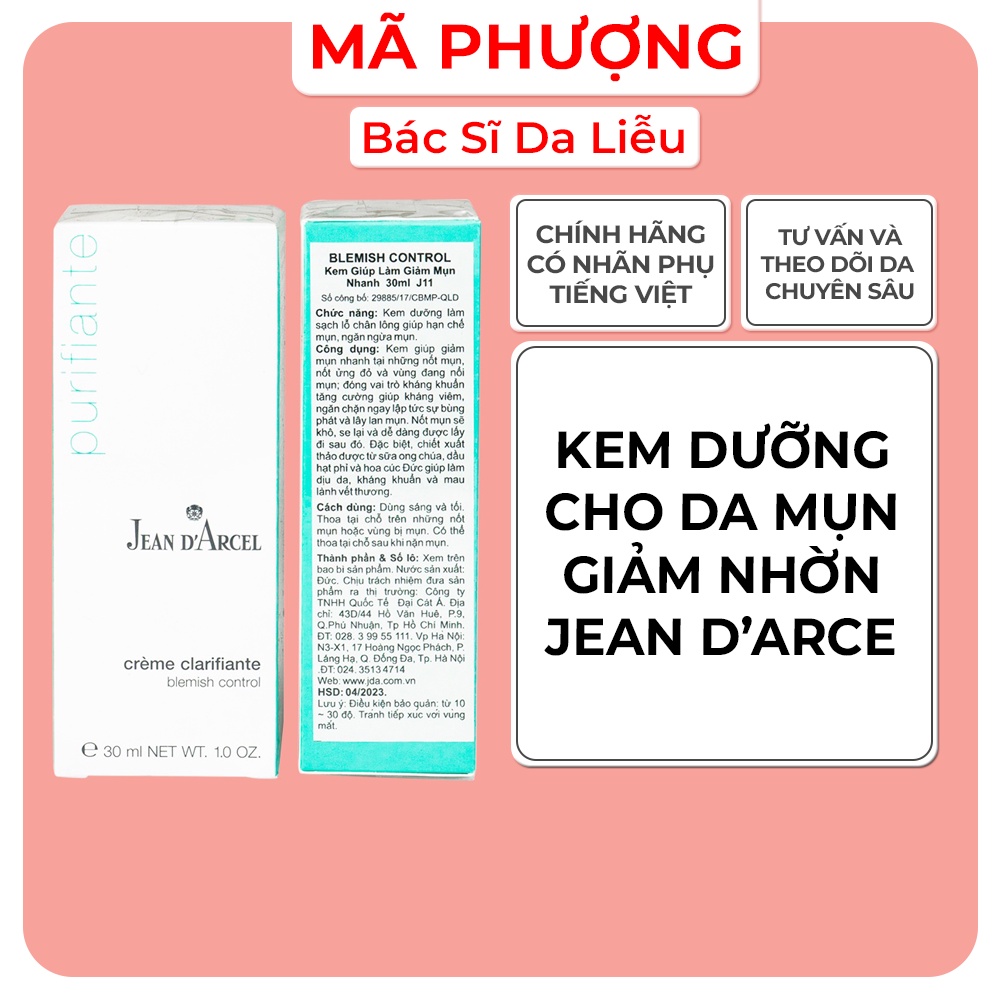Kem giúp làm giảm mụn nhanh Blemish Control Jean D’Arcel 30ml