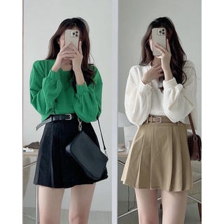 Áo croptop tay bồng cổ lệch