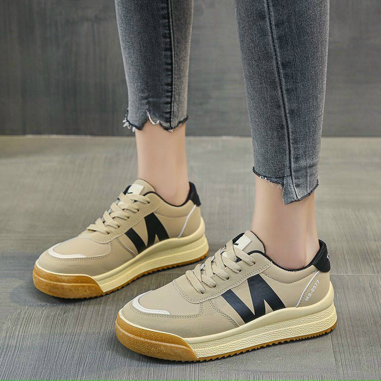 Giày thể thao nữ NN màu đen nâu chất liệu da độn đế cao 5 cm sneaker ulzzang hàn quốc đi học đi chơi đi làm đẹp 2022