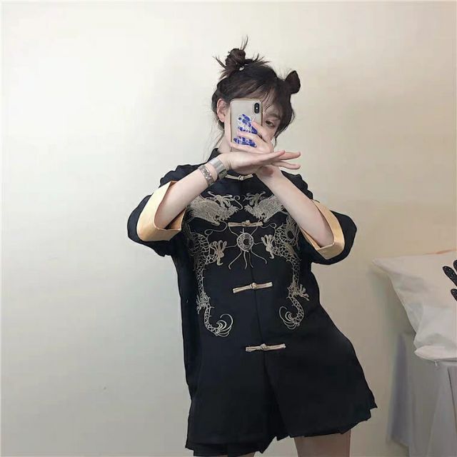 Áo shanghai thêu rồng phong cách ulzzang