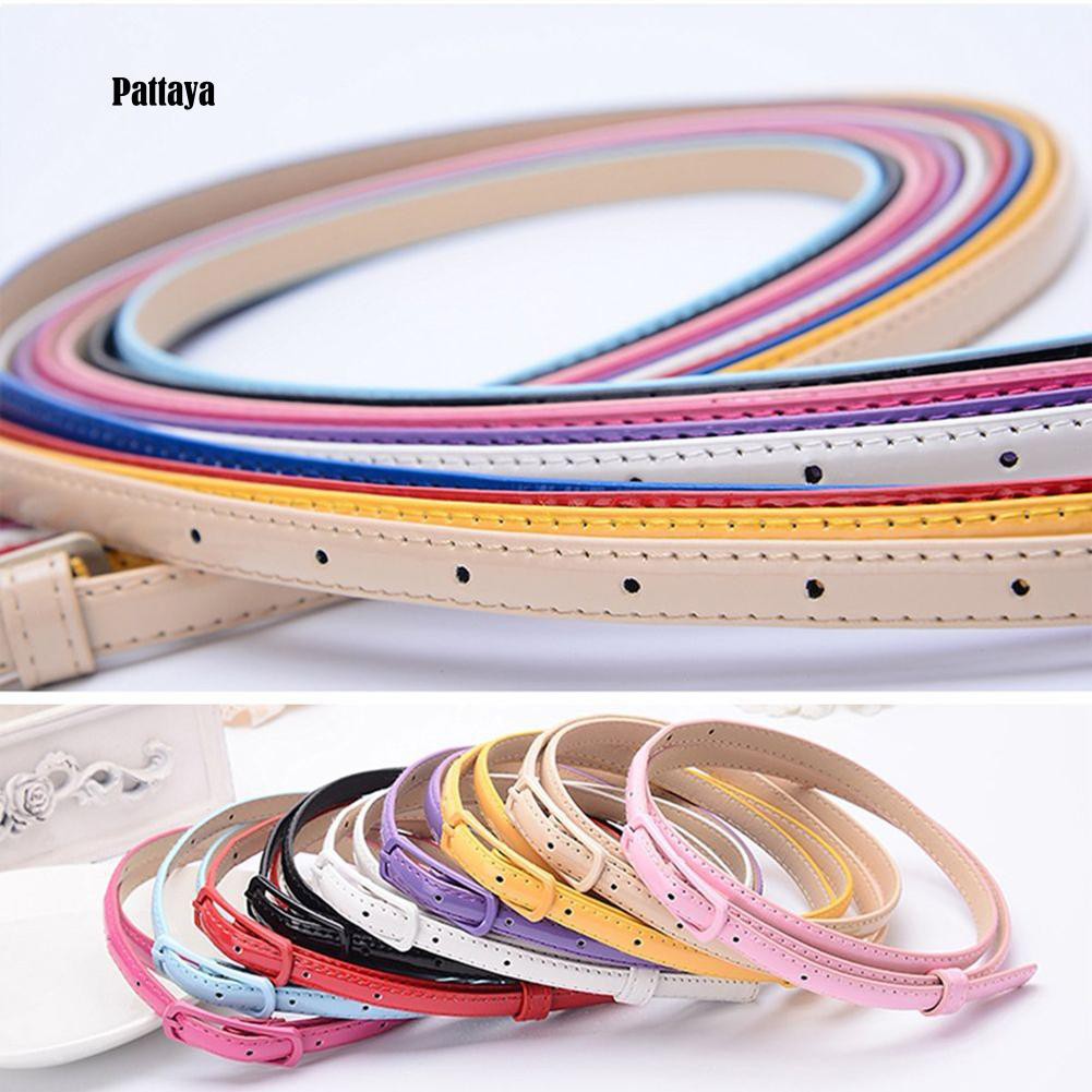 Thắt Lưng Giả Da Bản Nhỏ Khóa Kim Loại Thời Trang Cho Nữ