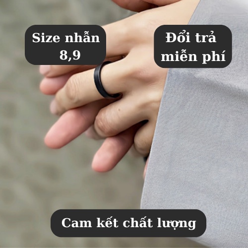 Nhẫn trơn nam nữ đen titan Unisex PUN thép không rỉ - Nhẫn Nam Phong Cách Hàn Quốc - Nhẫn Less Ring