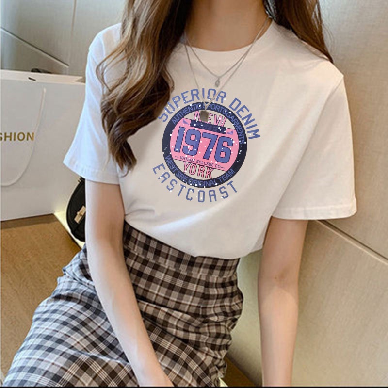Korean version of loose fashion print trend short-sleeved T-shirt woman