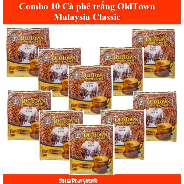 Combo 10 bịch cà phê OldTown white coffe malaysia nhập khẩu
