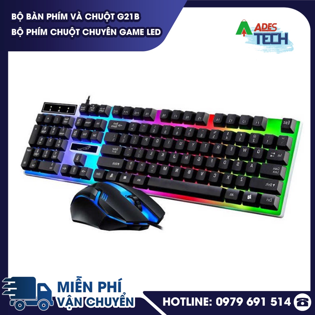 BÀN PHÍM LED 7 MÀU CHUYÊN GAME G21 TẶNG KÈM LÓT CHUỘT VÀ TAI NGHE CHUYÊN DỤNG