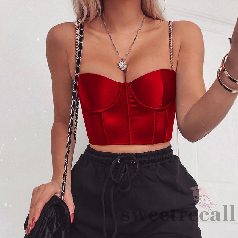 Áo Sát Nách Màu Trơn Phối Dây Xích Cá Tính Cho Nữ