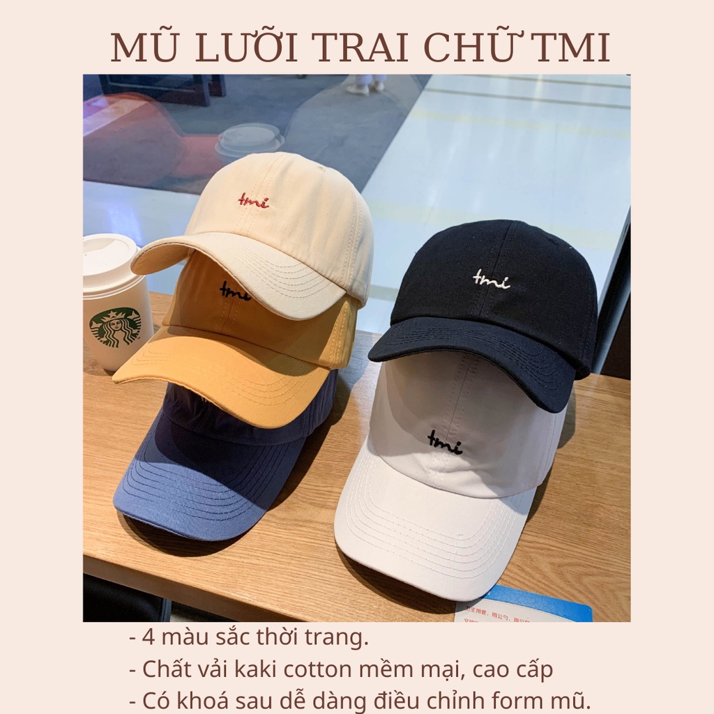 Mũ lưỡi trai, nón kết đội đầu chữ Tmi vải cotton cao cấp phụ kiện thời trang Unisex Tom House