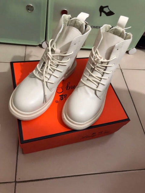 (Sẵn hàng) Bốt Cổ Lửng Buộc Dây , Giày Martin cao cổ, hai khoá kéo sau gót, chất da mềm, đế dẻo( Video +Ảnh Thật) | BigBuy360 - bigbuy360.vn