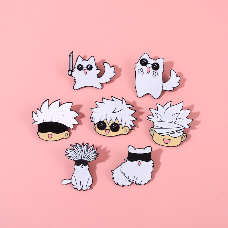 Jujutsu Kaisen Enamel Pins Anime Brooch Cute Animal Cat Pin Lapel Badges Jewelry Accessories Gifts To Friends