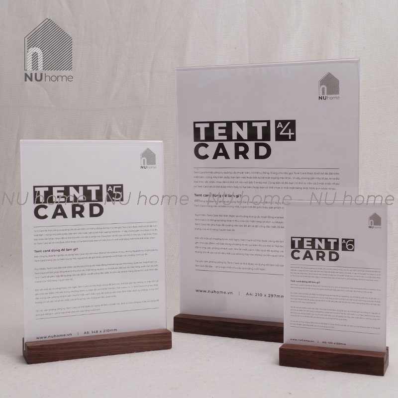 nuhome.vn | Menu mica đế gỗ - Tent card , stendee để bàn được thiết kế đơn giản mộc mạc và đẹp mắt