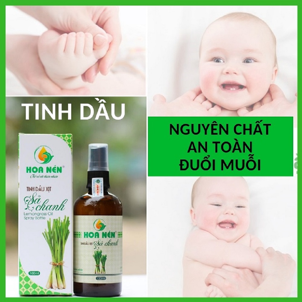 Tinh dầu Sả chanh (Chọn loại 10ml và 100ml) đuổi muỗi thơm phòng khử mùi nhãn Hoa Nén thiên nhiên hàng Việt Nam