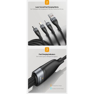 Cáp sạc nhanh 3 đầu Baseus One-for-three 5A
