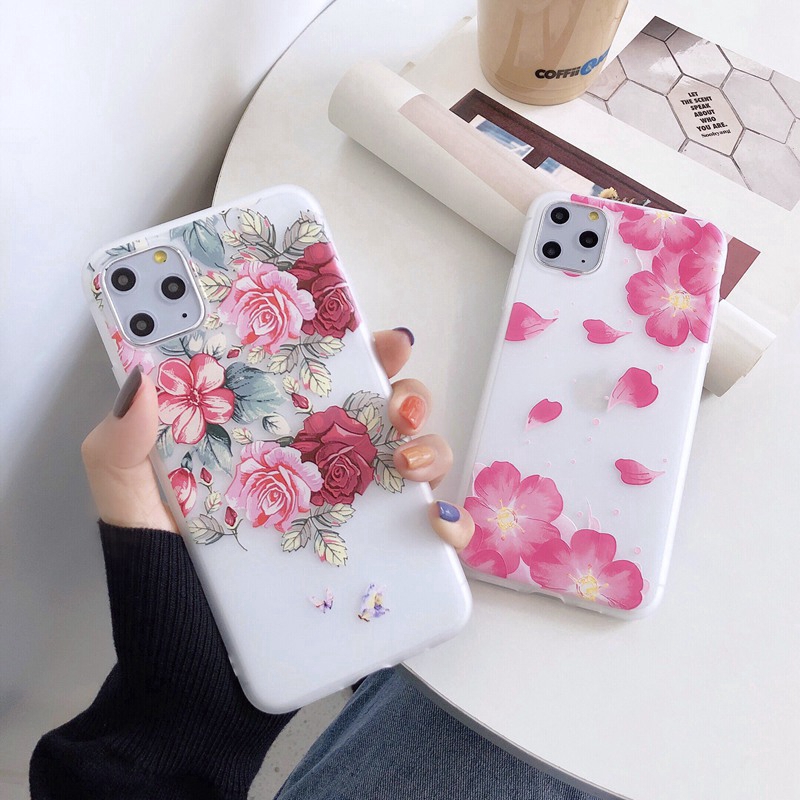 Soft Flower Phone Case For Samsung Galaxy A9 2018 S9 S8 Plus Soft Case Silicone Rose Simple Floral Flower Cover | BigBuy360 - bigbuy360.vn