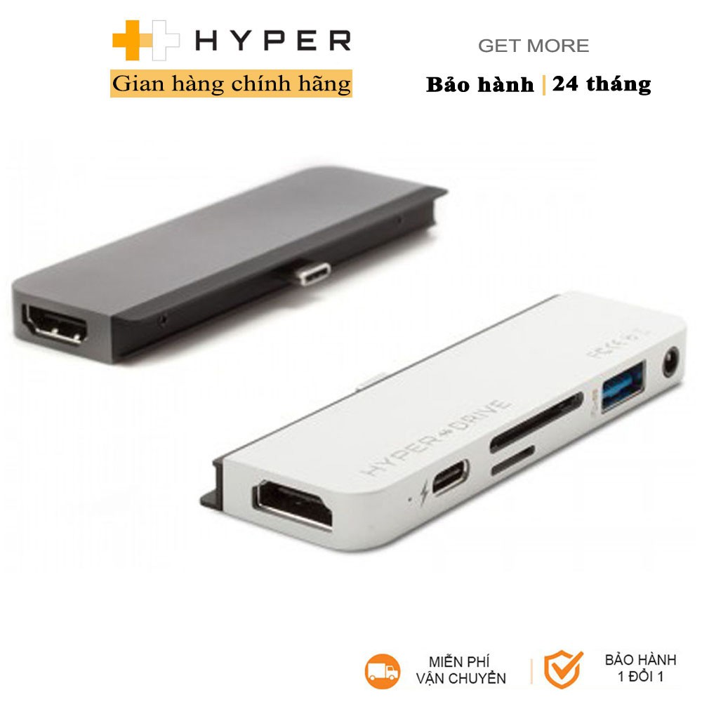 Cổng chuyển chuyên dụng HyperDrive 6-in-1 HDMI 4K/30Hz USB-C Hub - HD319A - Chính Hãng