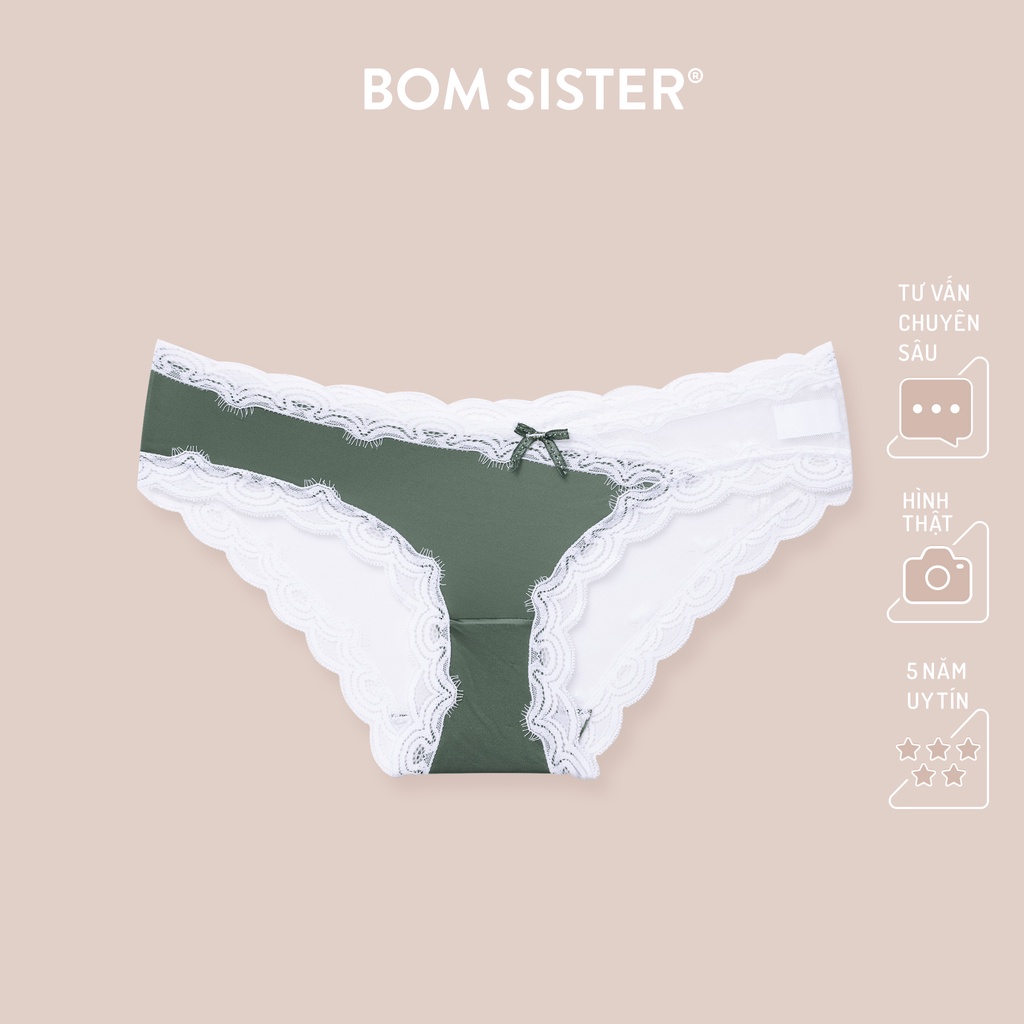 [Mã FARSBR99A giảm 10% đơn 99K] Quần lót thun lạnh phối lưới viền ren đính nơ BOM SISTER Q4525