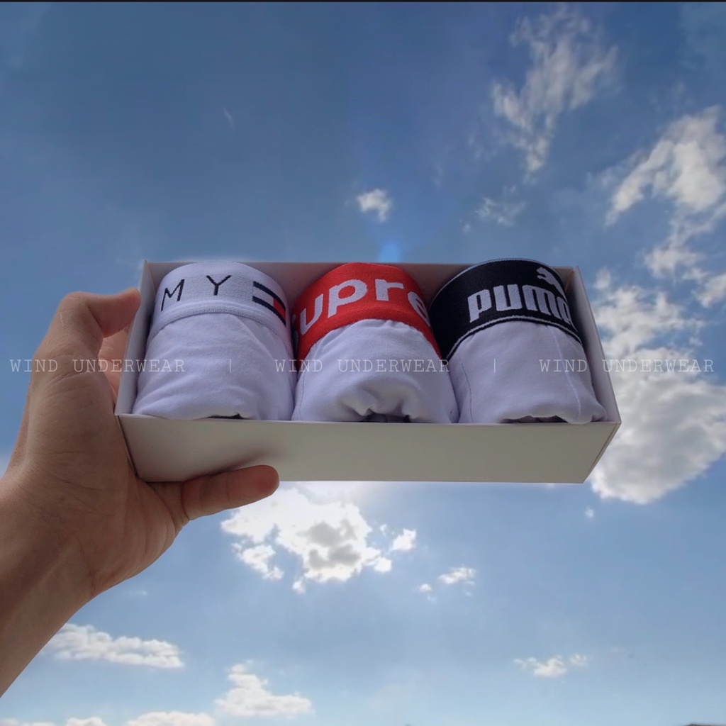 Combo 3 quần sịp nam đùi boxer chất vải cotton thấm hút mồ hôi tốt TIEM COMBO PTS