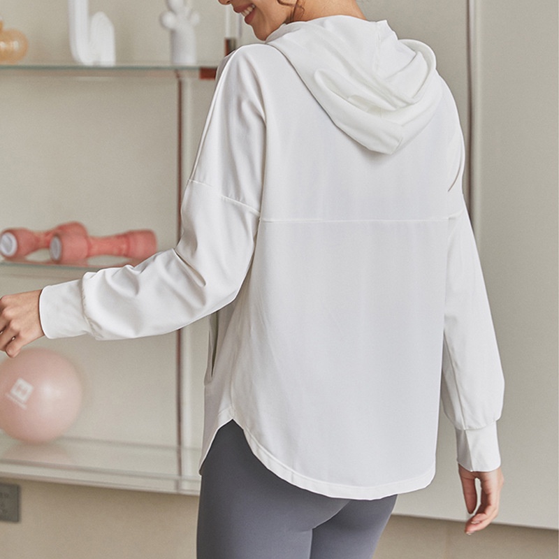 Áo Khoác Thể Thao Dáng Rộng Có Nón Nhanh Khô Phối Khóa Kéo Thời Trang Cho Nữ