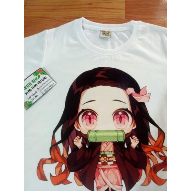 (ảnh thật)  Áo Thun Chibi Nezuko  anime Kimetsu no Yaiba Vải Cotton Thái S050 / shop uy tín