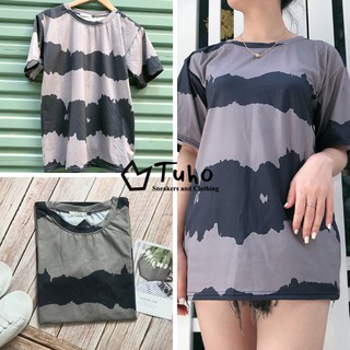 Áo Phông Loang In Hình Cute Tuho 🌸 Áo Thun Tay Lỡ Form Rộng Unisex 3 Sọc Hot Trend 2022 Oversize Nam Nữ