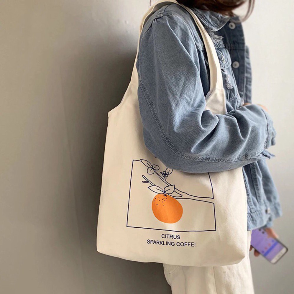 Túi tote vải Canvas đeo vai phong cách Ulzzang, vải bố form Unisex Vintage - TT10