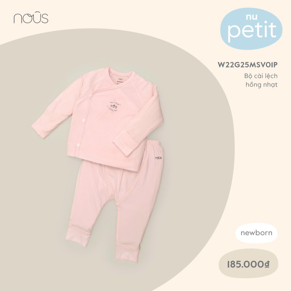 NUOS 2022 Bộ sơ sinh cài lệch pettit bé trai/bé gái(sale)