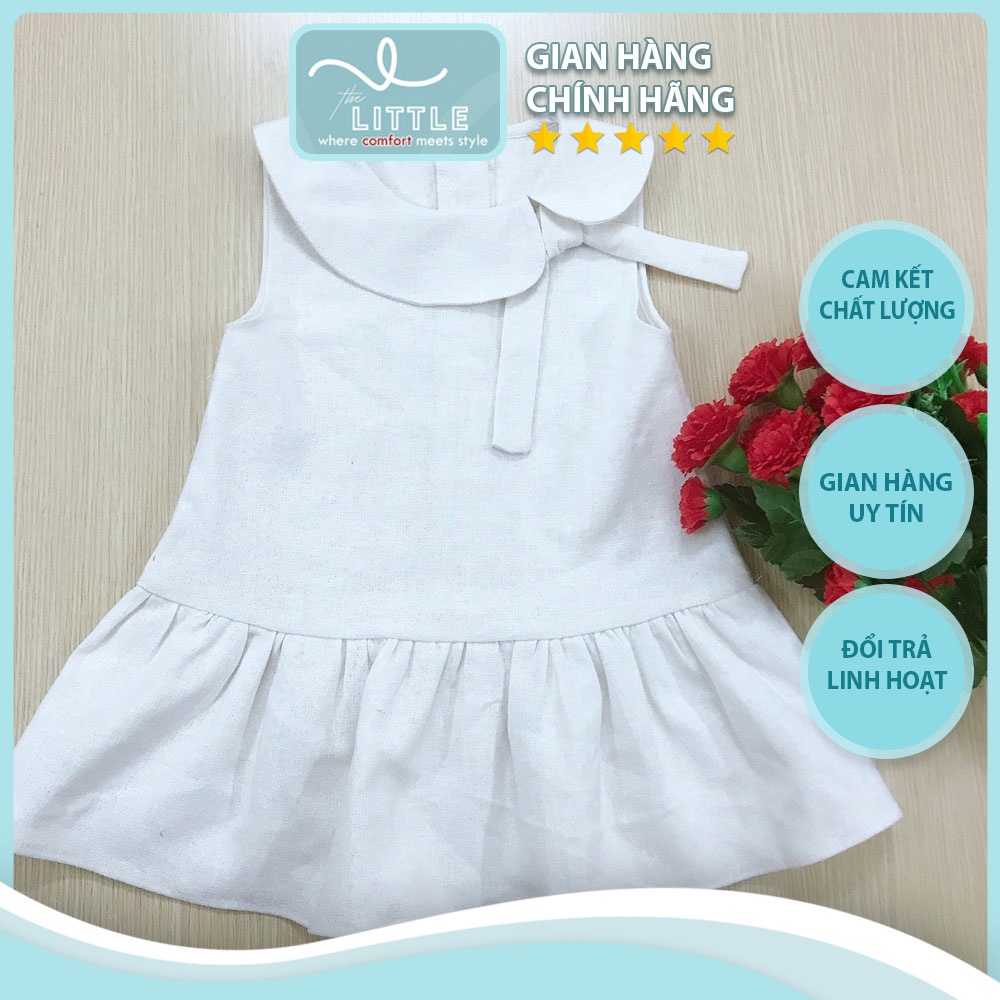 Đầm bé gái linen trắng đuôi cá cổ sen bất đối xứng TL46 váy đầm trẻ em cotton thoáng mát, mềm mịn thoải mái khi mặc