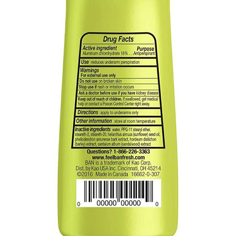 Lăn khử mùi Ban Unscented Antiperspirant  Hàng CANADA