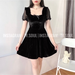 SALE Đầm nhung tay phồng